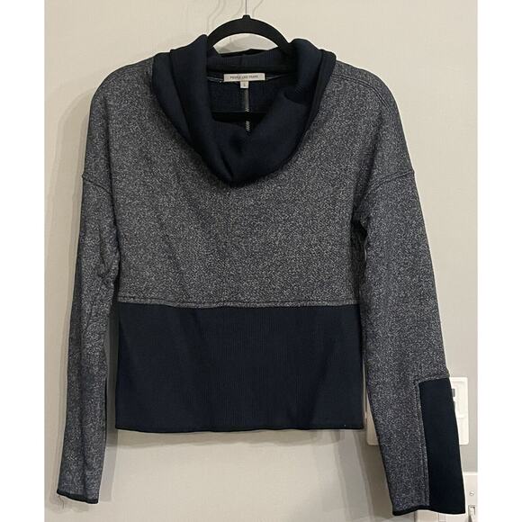 People Like Frank Anthropologie Sweater Colorblock Zip Up Back Cowl Neck S - Picture 1 of 12